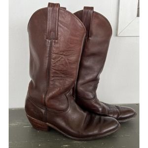 Vintage Men's Frye Western Cowboy Boots Brown Made in USA #2350 Size 12 B